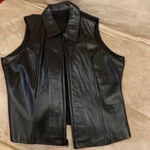 Black leather vest